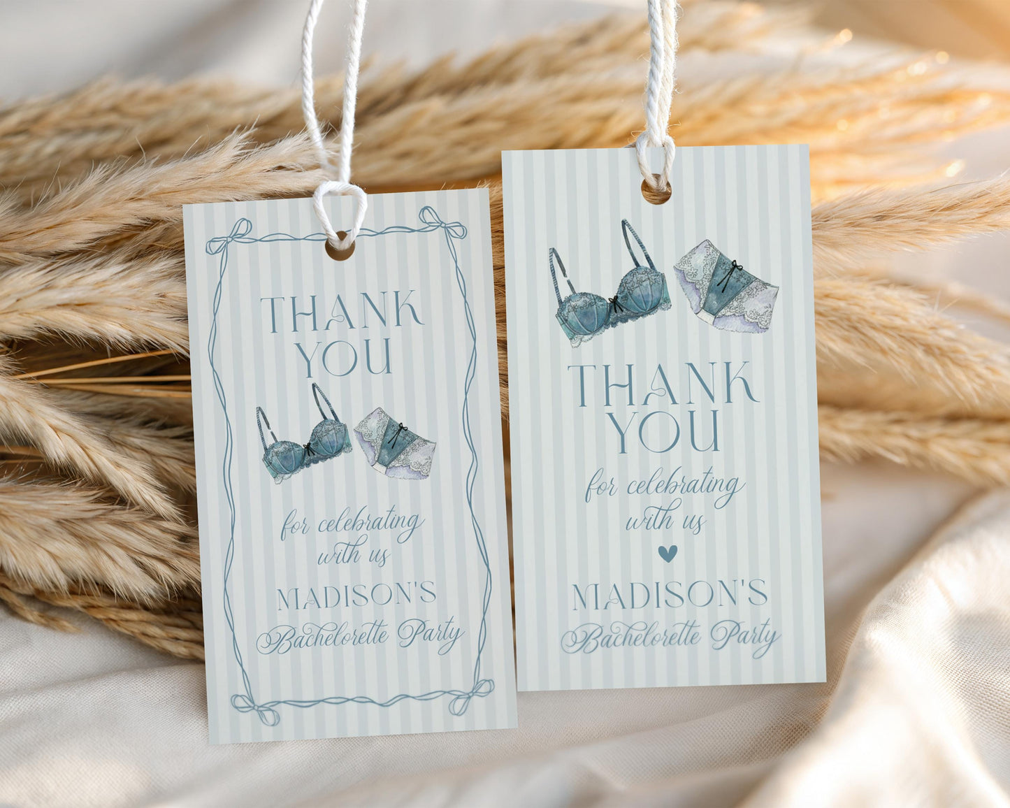 Blue Lingerie Shower Favor Tag Template, Something Blue Lace Panty Party Bachelorette Party, Oh la la French Bridal Shower WP1075