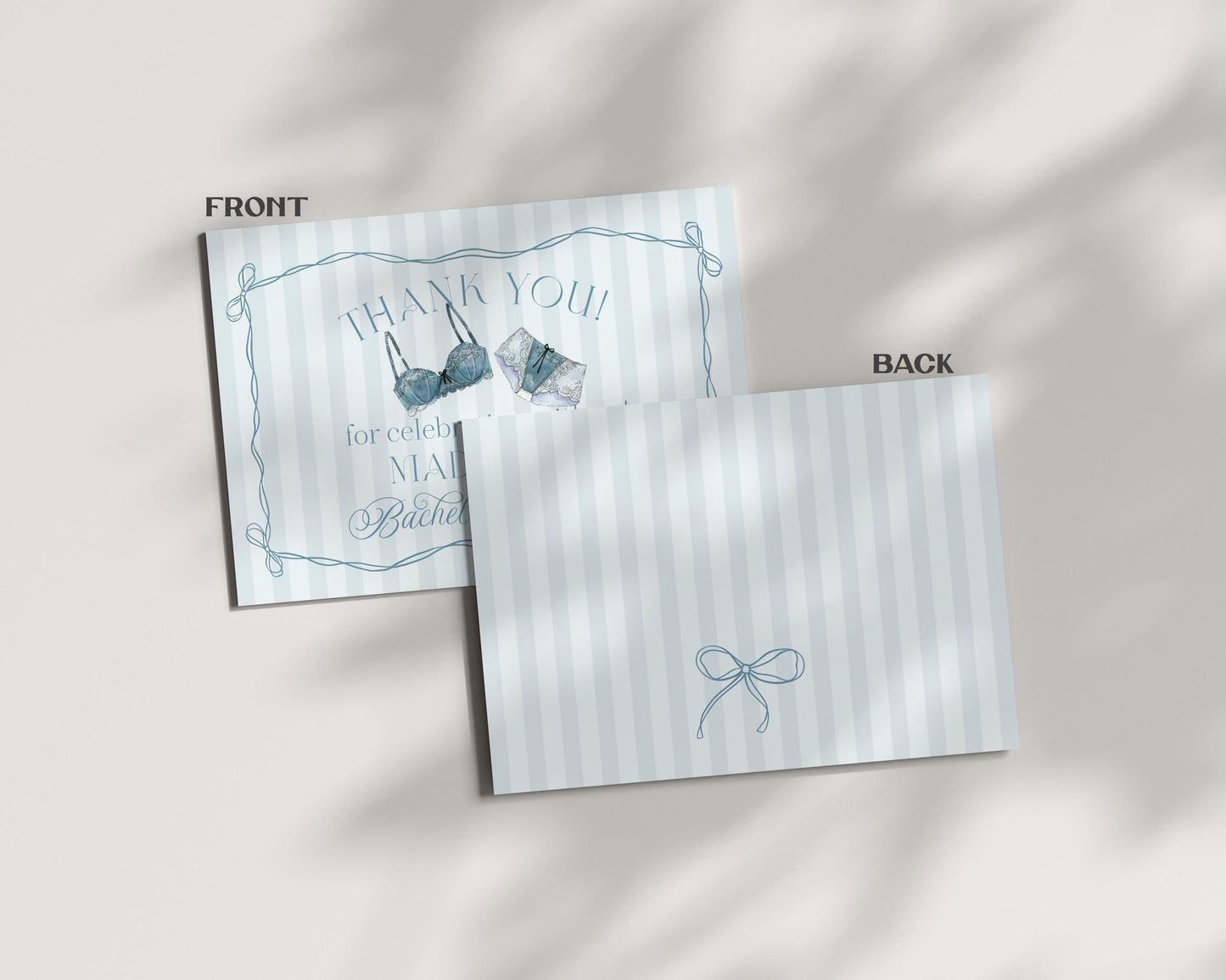 Blue Lingerie Shower Thank You Card Template, Something Blue Lace Panty Party Bachelorette Party, Oh la la French Bridal Shower WP1075