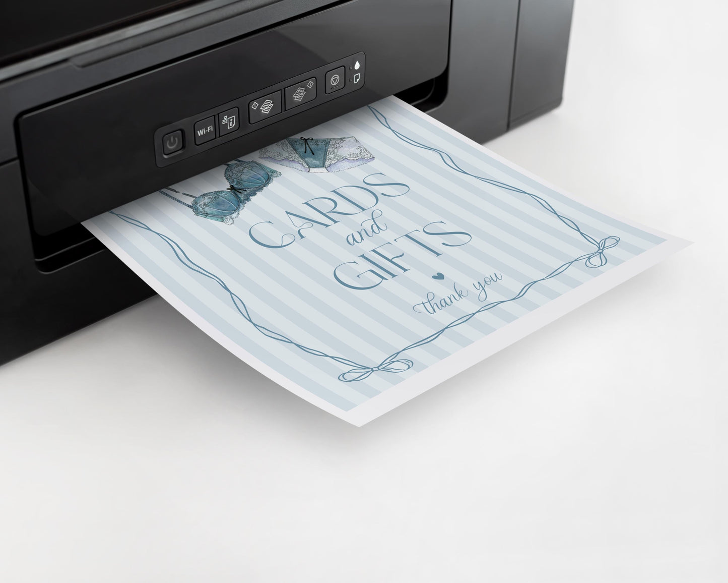 Blue Lingerie Shower Cards & Gifts Favors Sign Template, Something Blue Lace Panty Party Bachelorette Party, Oh la la French Bridal WP1075