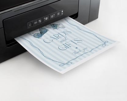 Blue Lingerie Shower Cards & Gifts Favors Sign Template, Something Blue Lace Panty Party Bachelorette Party, Oh la la French Bridal WP1075