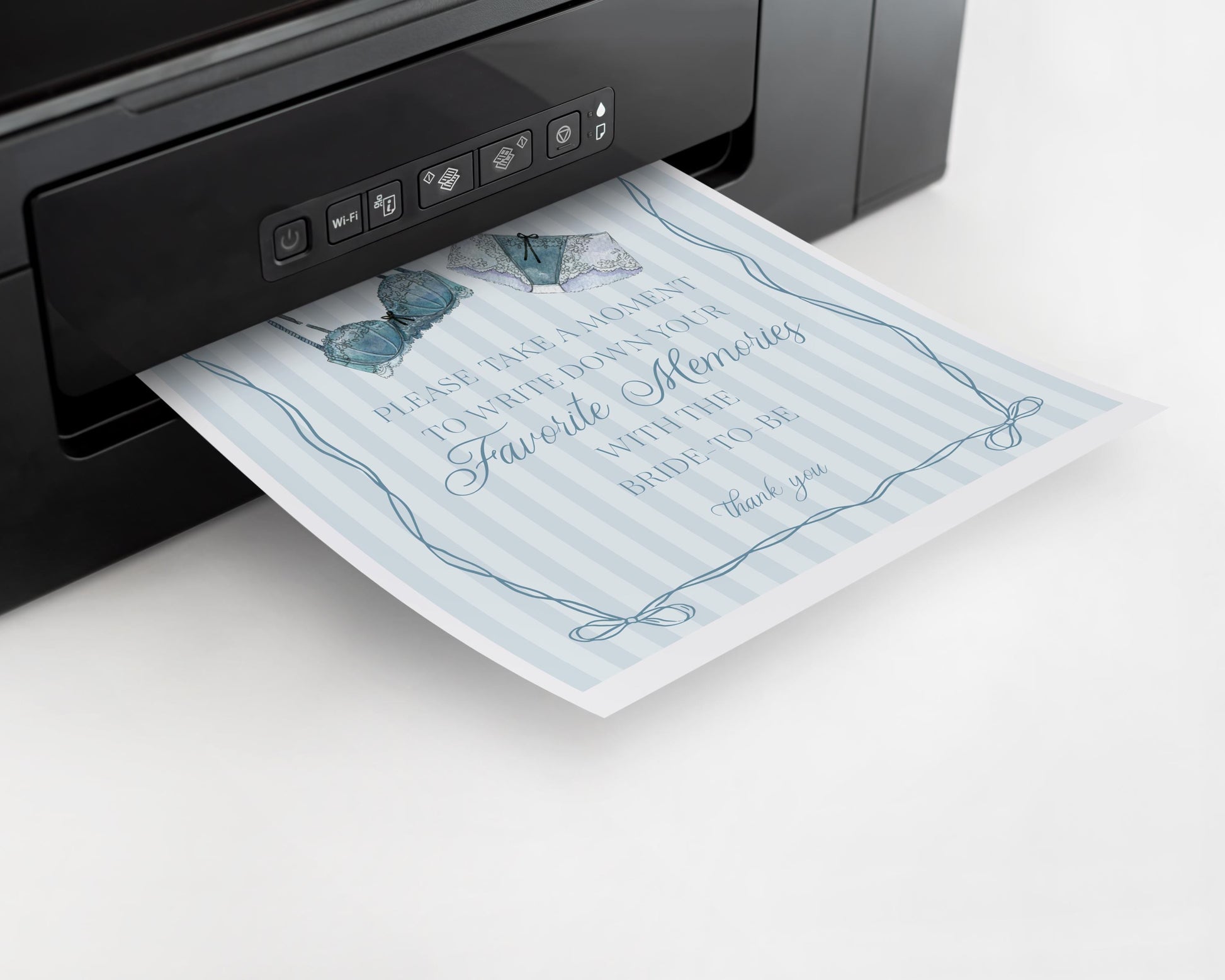 Blue Lingerie Shower Favorite Memories Bride Template, Something Blue Lace Panty Party Bachelorette Party, Oh la la French Bridal WP1075