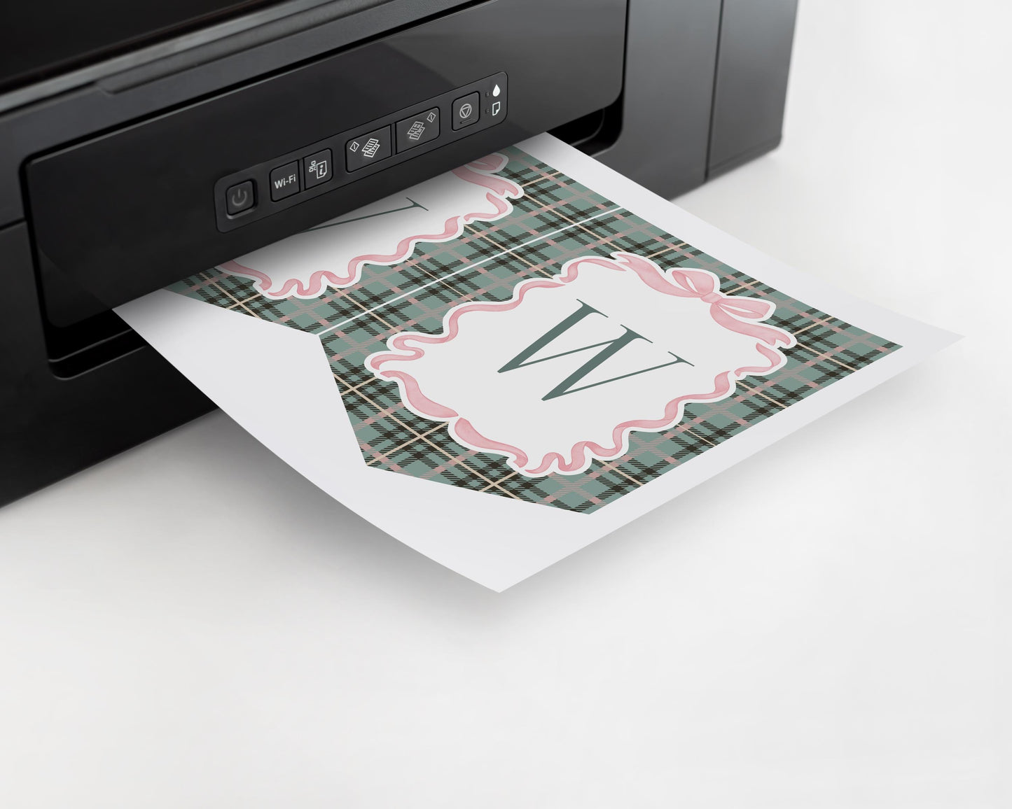 Pink Coquette Bear Baby Shower Banner Template, We Can Bearly Wait Old Money Baby Sprinkle, Tartan Plaid Coquette Bow Nesting Party WP1081