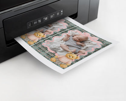 Pink Coquette Bear Girl 1st Birthday Milestone Banner Template, Beary 1st Birthday Decor, Old Money Birthday, Tartan Plaid Bow Party WP1081