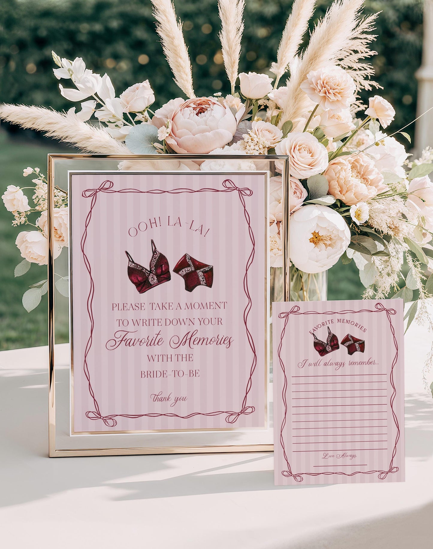 Burgundy Lingerie Lingerie Shower Bundle Template, Lace Panty Party Bachelorette Party, Oh la la French Bridal Shower, Spoil Her WP1076