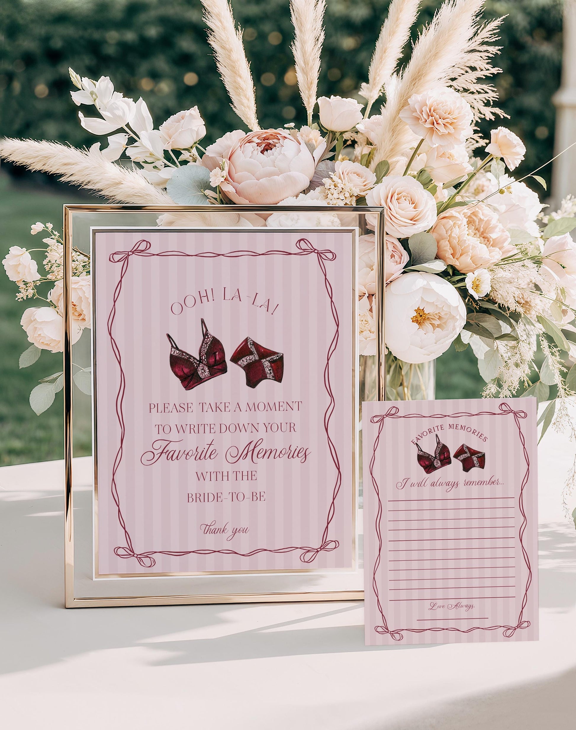 Burgundy Lingerie Lingerie Shower Bundle Template, Lace Panty Party Bachelorette Party, Oh la la French Bridal Shower, Spoil Her WP1076