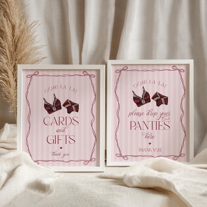 Burgundy Lingerie Bachelorette Bundle Template, Lace Panty Party Lingerie Shower, Oh la la French Bridal Shower, Spoil Her WP1076