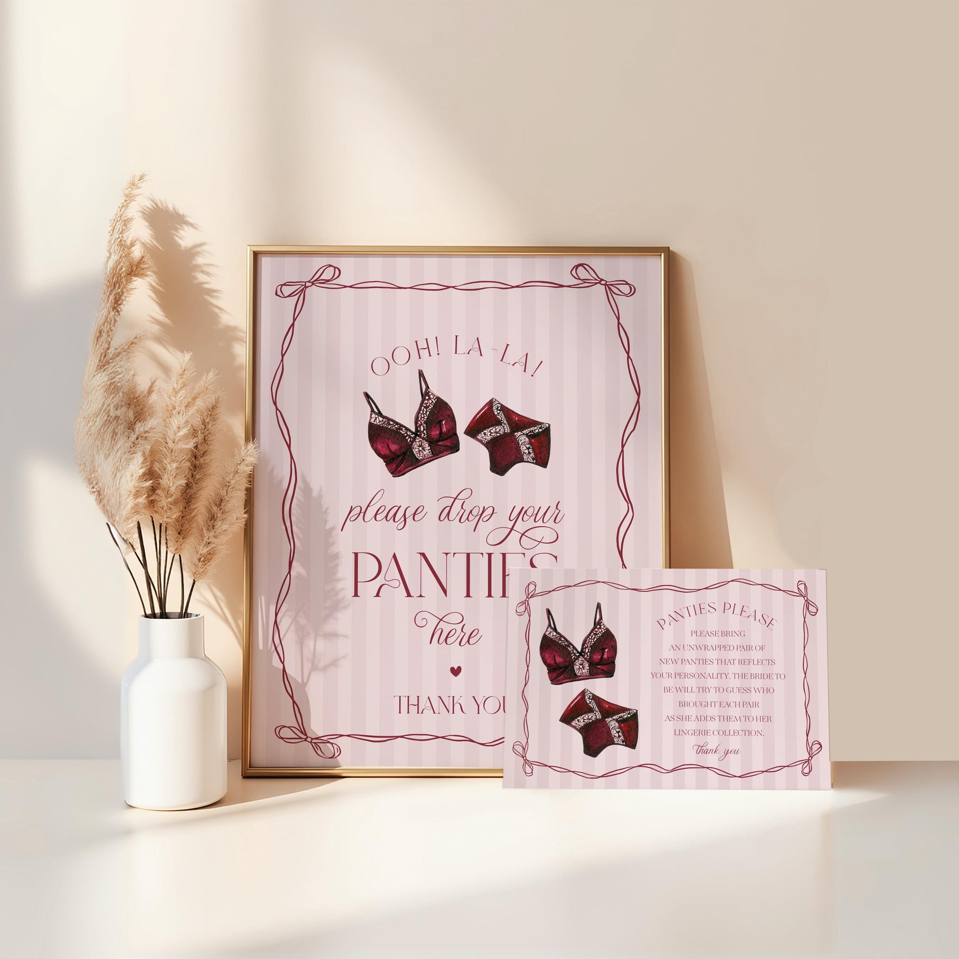 Burgundy Lingerie Bachelorette Bundle Template, Lace Panty Party Lingerie Shower, Oh la la French Bridal Shower, Spoil Her WP1076