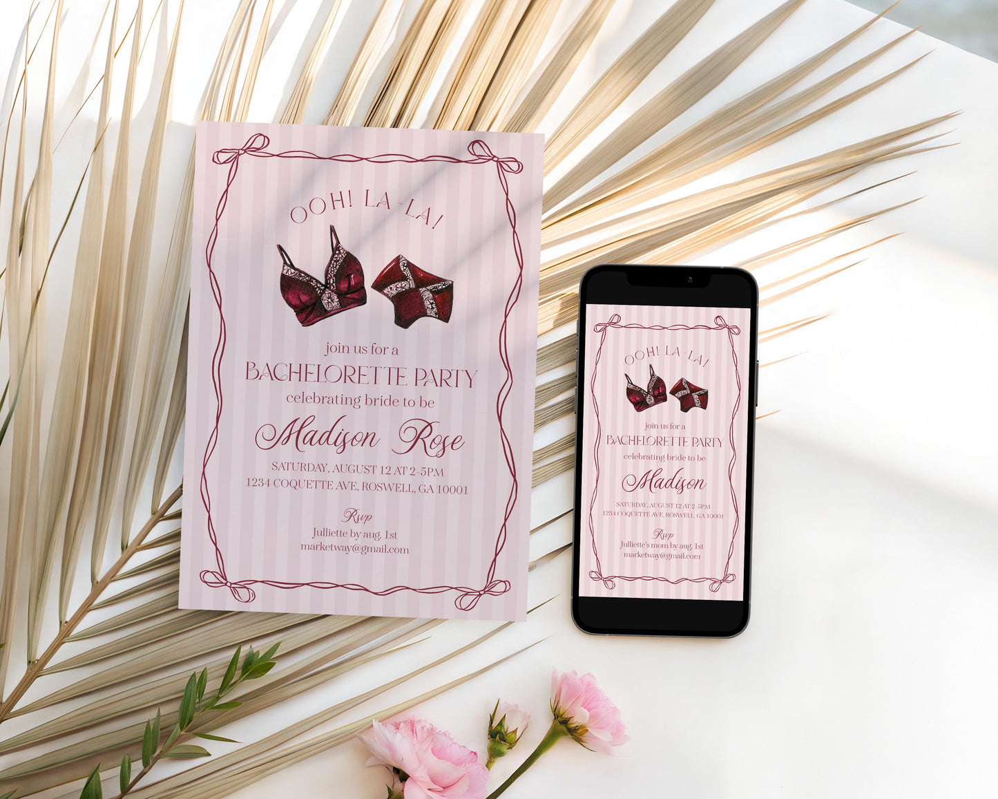 Black Lingerie Bachelorette Party Invitation Template, Lace Panty Party Lingerie Shower, Oh la la French Bridal Shower, Spoil Her WP1076