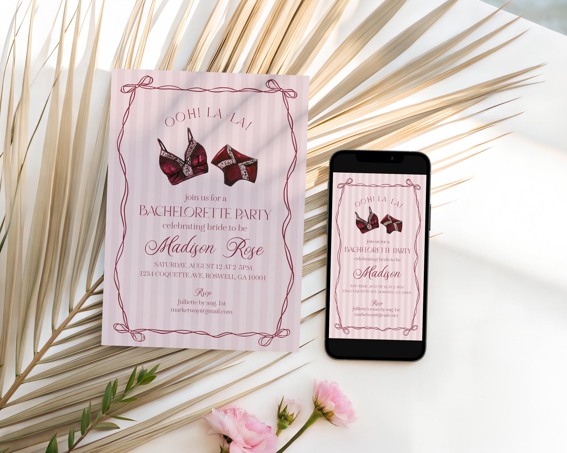 Black Lingerie Bachelorette Party Invitation Template, Lace Panty Party Lingerie Shower, Oh la la French Bridal Shower, Spoil Her WP1076