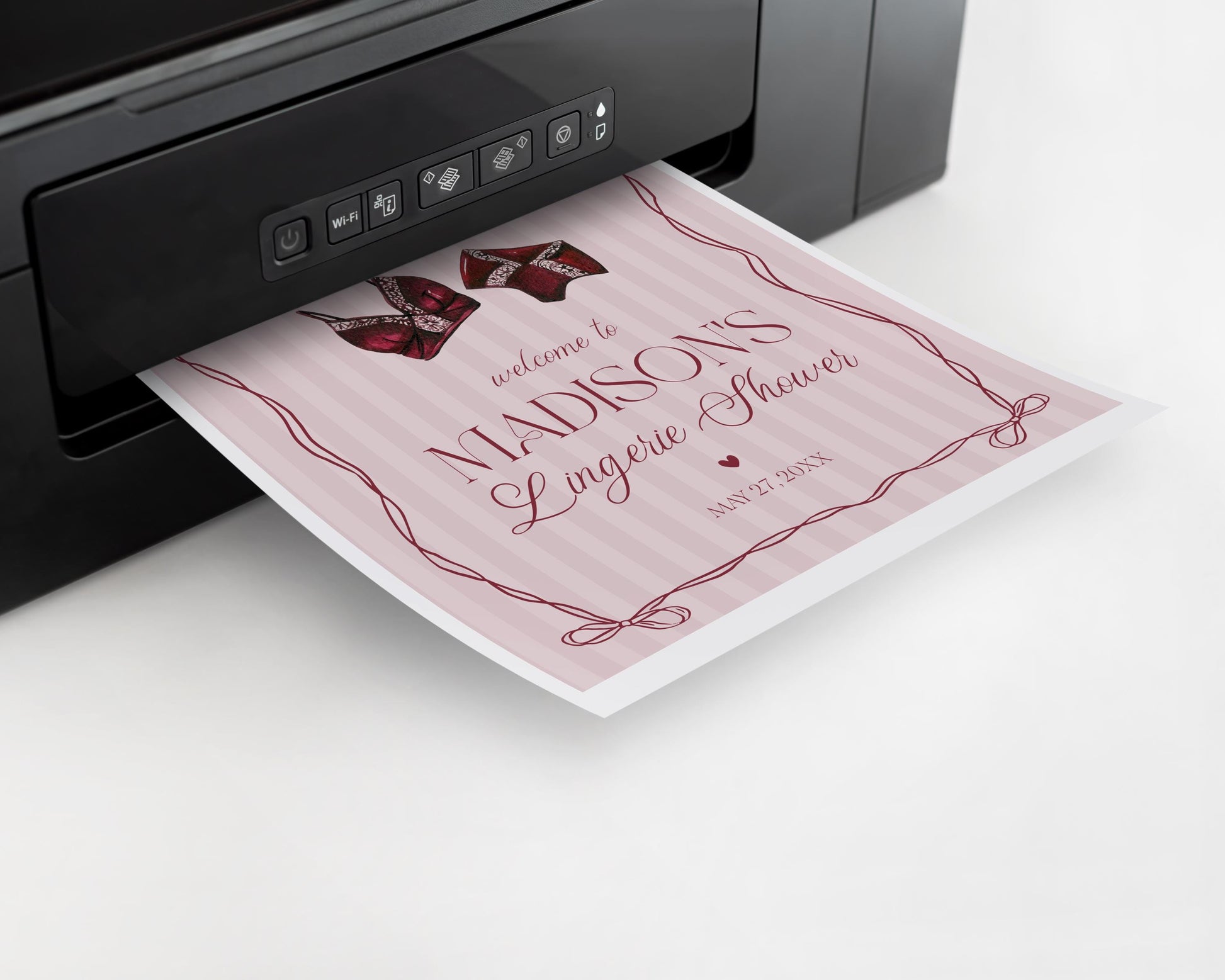 Burgundy Lingerie Shower Welcome Sign Template, Lace Panty Party Bachelorette Party, Oh la la French Bridal Shower, Spoil Her WP1076