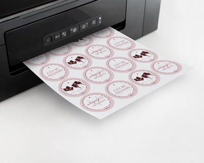 Burgundy Lingerie Shower Cupcake Topper Template, Lace Panty Party Bachelorette Party, Oh la la French Bridal Shower, Spoil Her WP1076