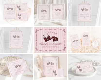 Burgundy Lingerie Shower Favor Tag Template, Lace Panty Party Bachelorette Party, Oh la la French Bridal Shower, Spoil Her WP1076