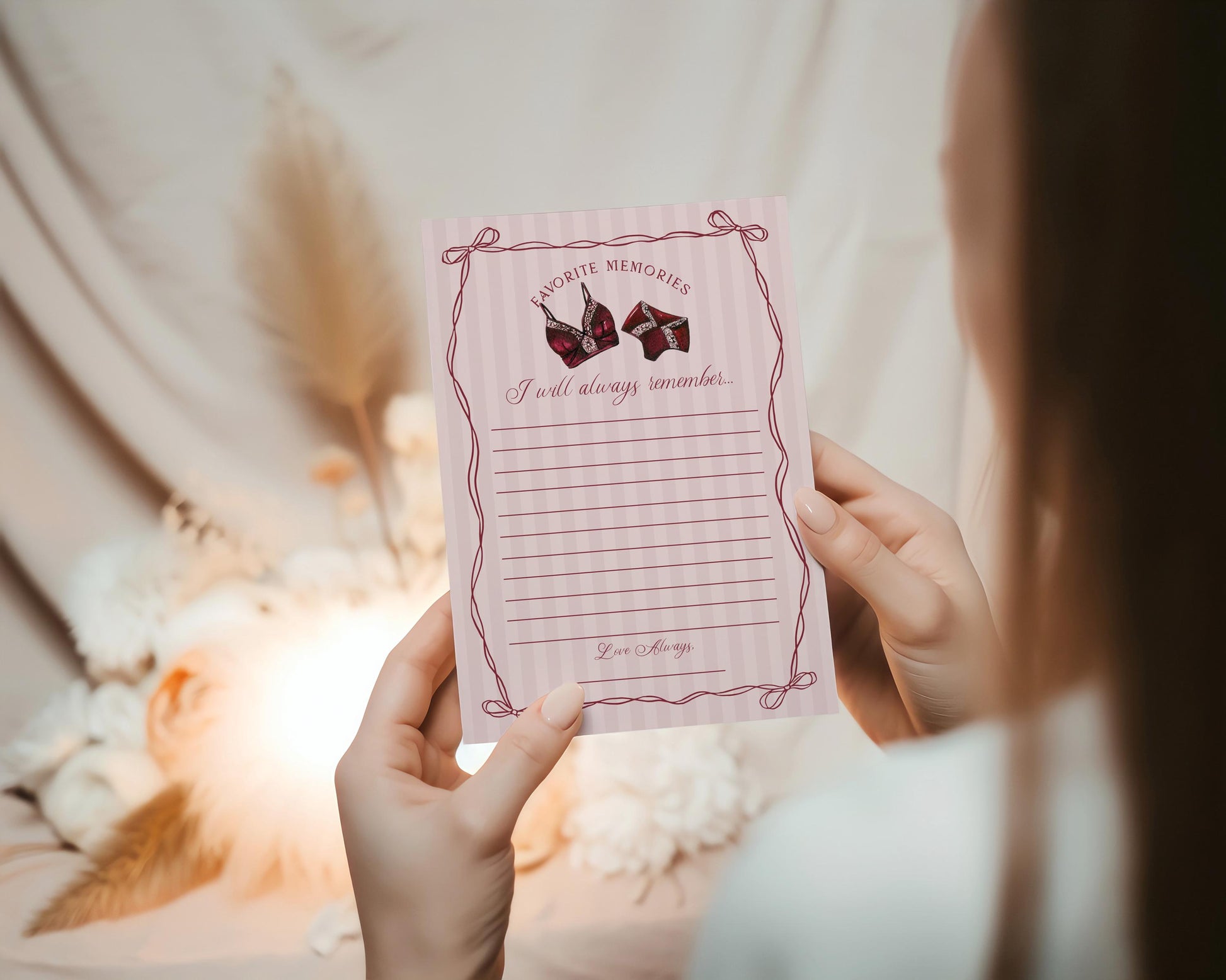 Burgundy Lingerie Shower Favorite Memories Bride Template, Lace Panty Party Bachelorette Party, Oh la la French Bridal Shower WP1076