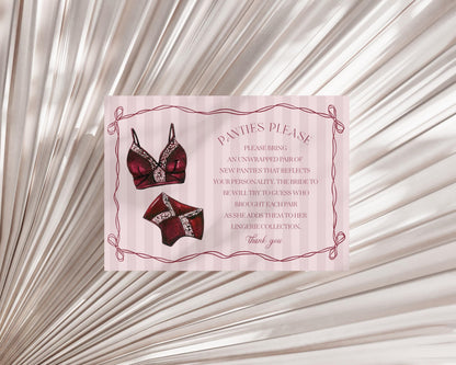 Burgundy Lingerie Shower Panties Please Game Template Set, Lace Panty Party Bachelorette Party, Oh la la French Bridal Shower WP1076