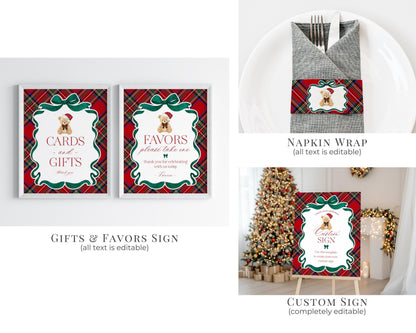 Red Tartan Plaid Christmas Bear Baby Shower Bundle Template, We Can Bearly Wait Christmas Baby Sprinkle, December Plaid Bear Nesting WP1082
