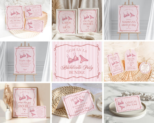 Red Heart Lingerie Bachelorette Bundle Template, Pink Panty Party Lingerie Shower, Sweetheart February Bridal Shower, Spoil Her WP1077