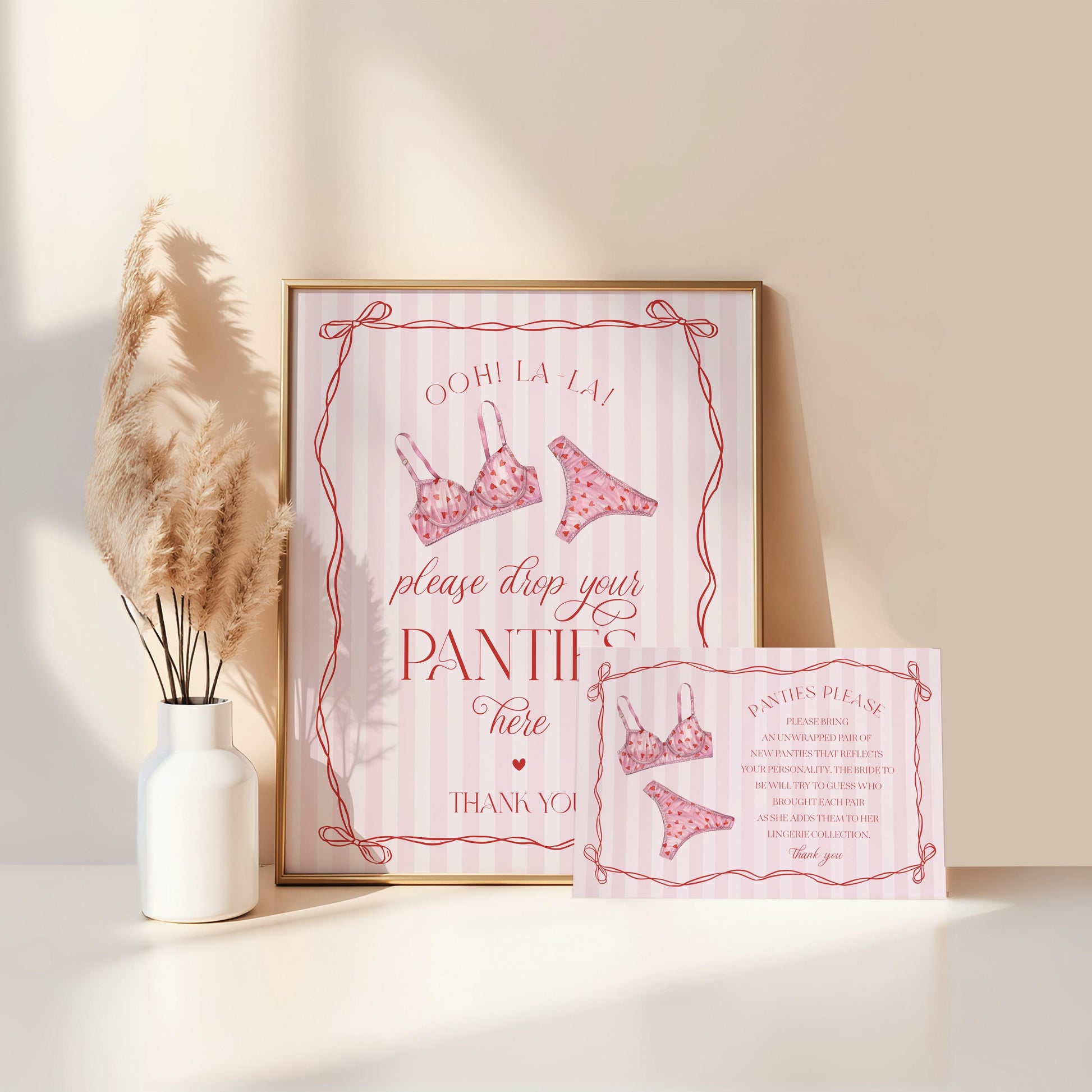 Red Heart Lingerie Bachelorette Bundle Template, Pink Panty Party Lingerie Shower, Sweetheart February Bridal Shower, Spoil Her WP1077