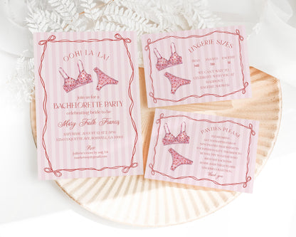 Red Heart Lingerie Bachelorette Party Invitation Template, Pink Panty Party Lingerie Shower, Sweetheart February Bridal Shower WP1077