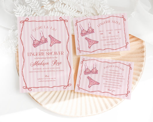 Red Heart Lingerie Shower Invitation Template, Pink Panty Party Bachelorette Party, Sweetheart February Bridal Shower, Spoil Her WP1077