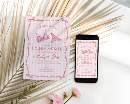 Red Heart Lingerie Shower Invitation Template, Pink Panty Party Bachelorette Party, Sweetheart February Bridal Shower, Spoil Her WP1077