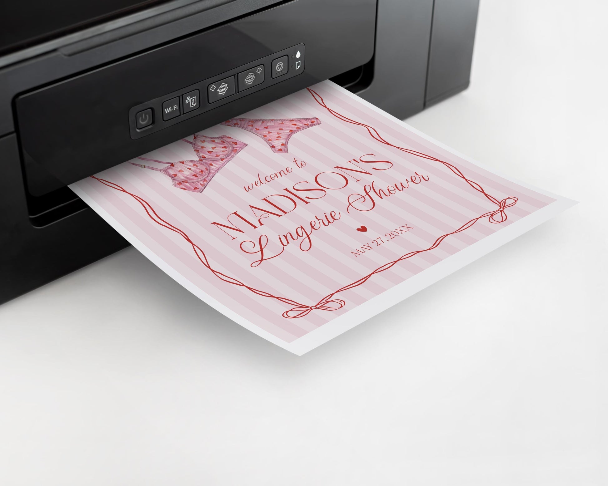 Red Heart Lingerie Shower Welcome Sign Template, Pink Panty Party Lingerie Shower, Sweetheart February Spoil Her Bridal Shower WP1077