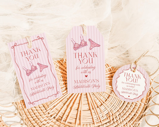 Red Heart Lingerie Shower Favor Tag Template, Pink Panty Party Bachelorette Party, Sweetheart February Bridal Shower, Spoil Her WP1077