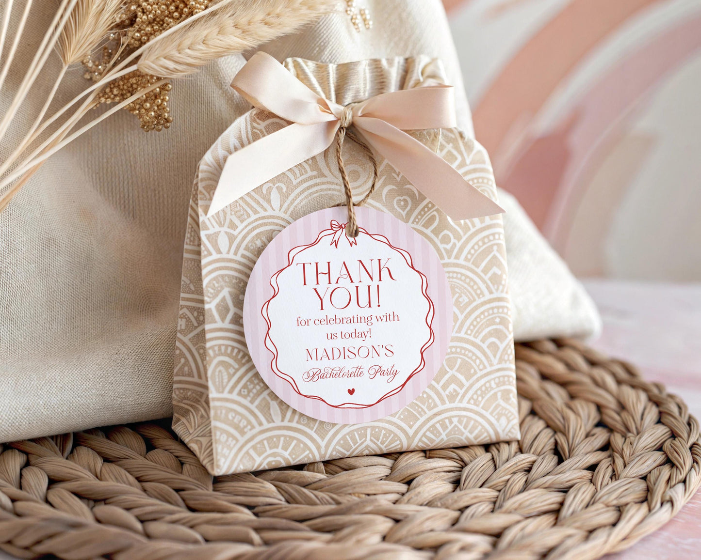 Red Heart Lingerie Shower Favor Tag Template, Pink Panty Party Bachelorette Party, Sweetheart February Bridal Shower, Spoil Her WP1077