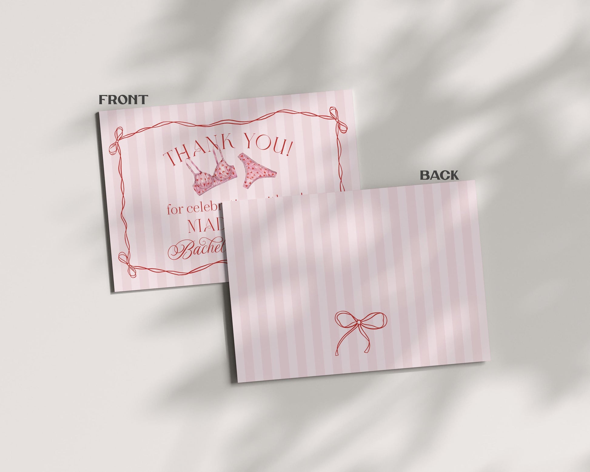 Red Heart Lingerie Shower Thank You Card Template, Pink Panty Party Bachelorette Party, Sweetheart February Bridal Shower, Spoil Her WP1077