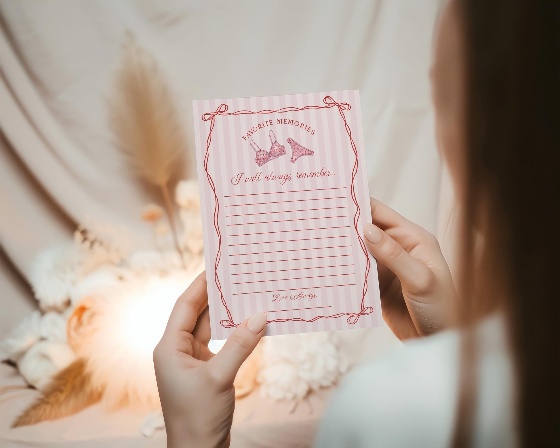 Red Heart Lingerie Shower Favorite Memories Bride Template, Pink Panty Party Bachelorette Party, Sweetheart February Bridal Shower WP1077