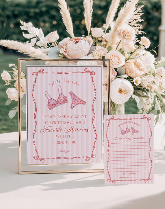 Red Heart Lingerie Shower Favorite Memories Bride Template, Pink Panty Party Bachelorette Party, Sweetheart February Bridal Shower WP1077