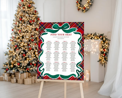 Red Tartan Plaid Christmas Bear Seating Chart Cards Template, We Can Bearly Wait Christmas Baby Shower, December Beary 1st Birthday WP1082