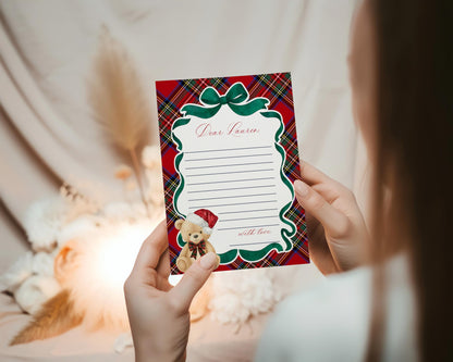 Red Tartan Plaid Christmas Bear Time Capsule Template, Beary First Birthday Christmas Birthday Party Decor, December Plaid Bear Party WP1082