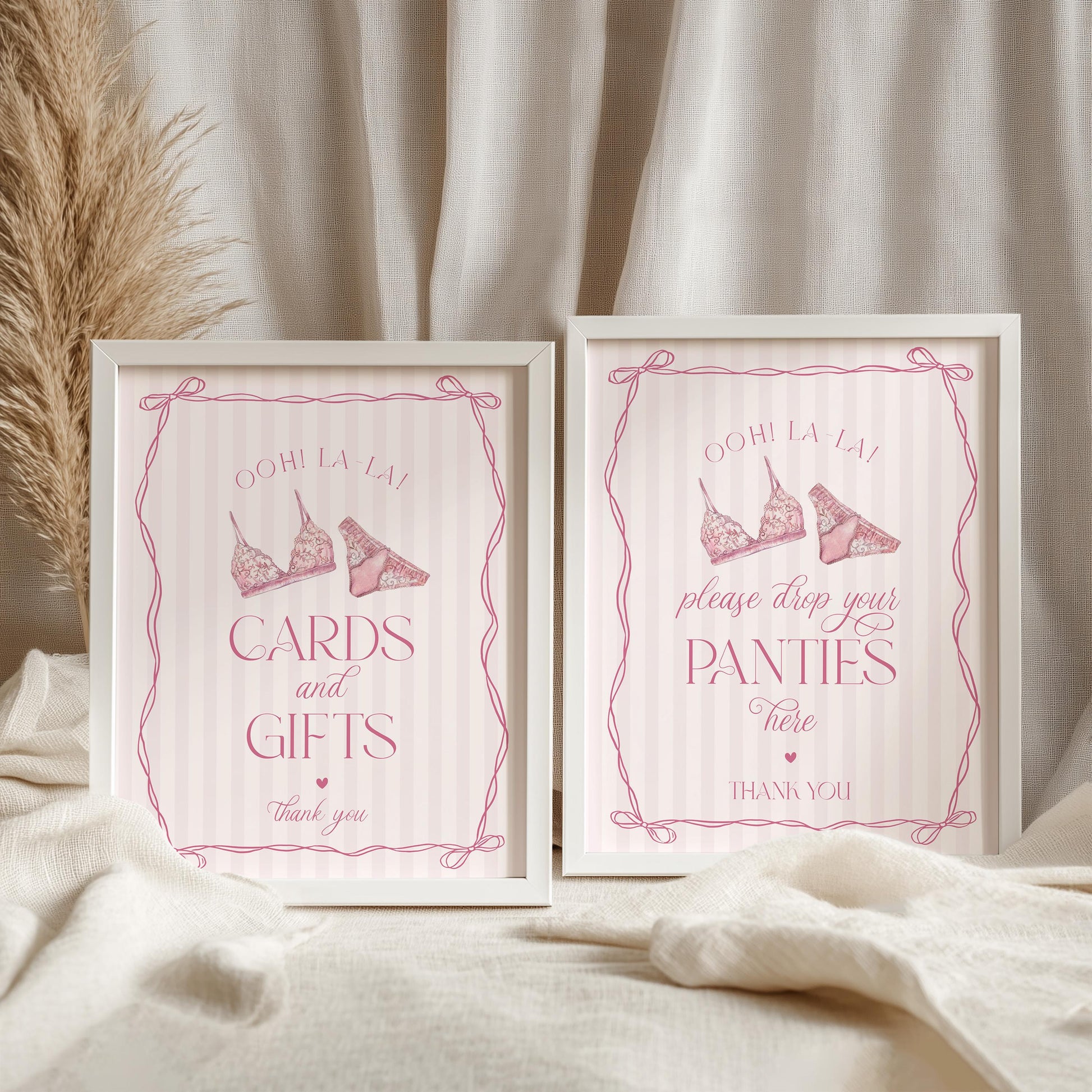 Pink Lingerie Bachelorette Bundle Template, Blush Pink Panty Party Lingerie Shower, Oh la la Lace Spoil Her Bridal Shower WP1078