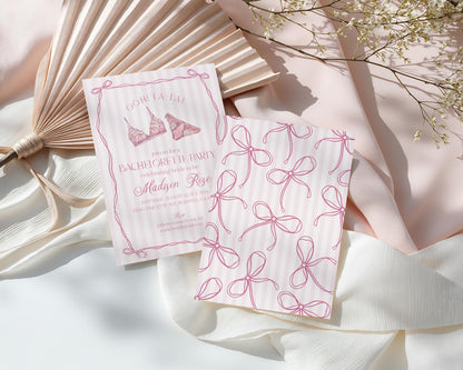 Pink Lingerie Bachelorette Party Invitation Template, Blush Pink Panty Party Lingerie Shower, Oh la la Lace Spoil Her Bridal Shower WP1078