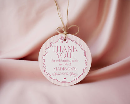 Pink Lingerie Shower Favor Tag Template, Blush Pink Panty Party Bachelorette Party, Oh la la Lace Spoil Her Bridal Shower WP1078