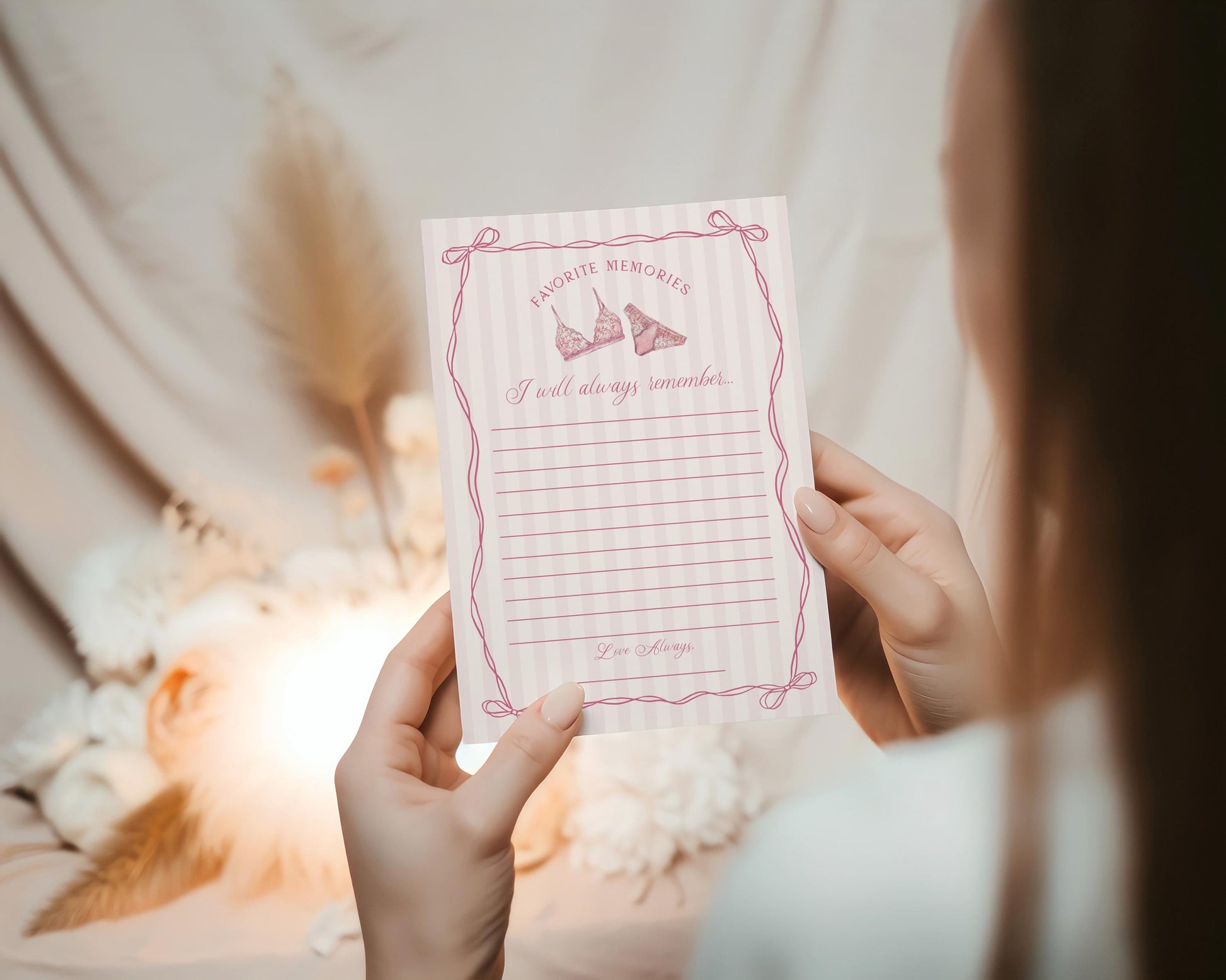 Pink Lingerie Shower Favorite Memories Bride Template, Blush Panty Party Bachelorette Party, Oh la la Lace Spoil Her Bridal Shower WP1078