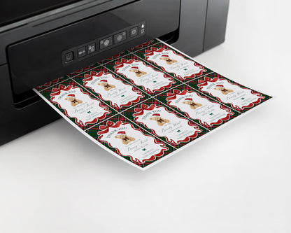 Green Tartan Plaid Christmas Bear Baby Shower Favor Tags Template, We Can Bearly Wait Christmas Baby Sprinkle, December Nesting Party WP1083