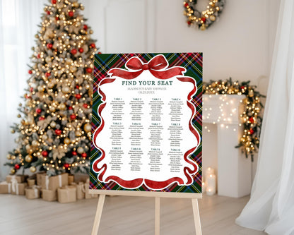 Green Tartan Plaid Christmas Bear Seating Chart Cards Template, We Can Bearly Wait Christmas Baby Shower, December Beary 1st Birthday WP1083