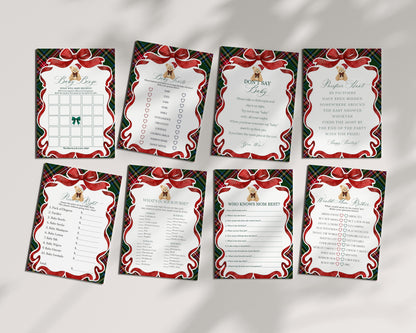 Green Tartan Plaid Christmas Bear Baby Shower Games Template, We Can Bearly Wait Christmas Baby Sprinkle, December Plaid Bear Nesting WP1083