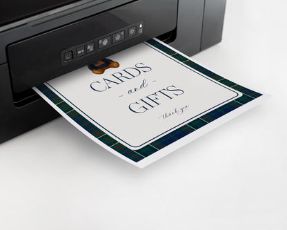 Preppy Bear Cards & Gifts and Favors Sign Template, We Can Bearly Wait Old Money Baby Shower, Beary First Tartan Plaid Bday Polo Club WP1079