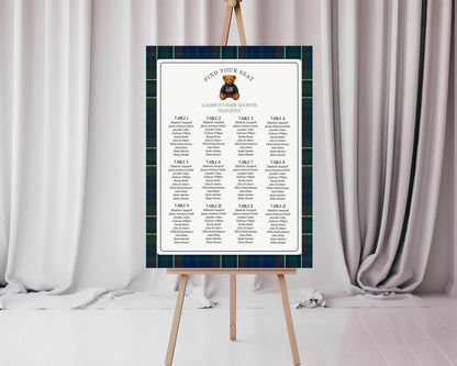 Preppy Bear Seating Chart Poster Template, We Can Bearly Wait Old Money Baby Shower, Beary First Tartan Plaid Bday, Polo Club Party WP1079
