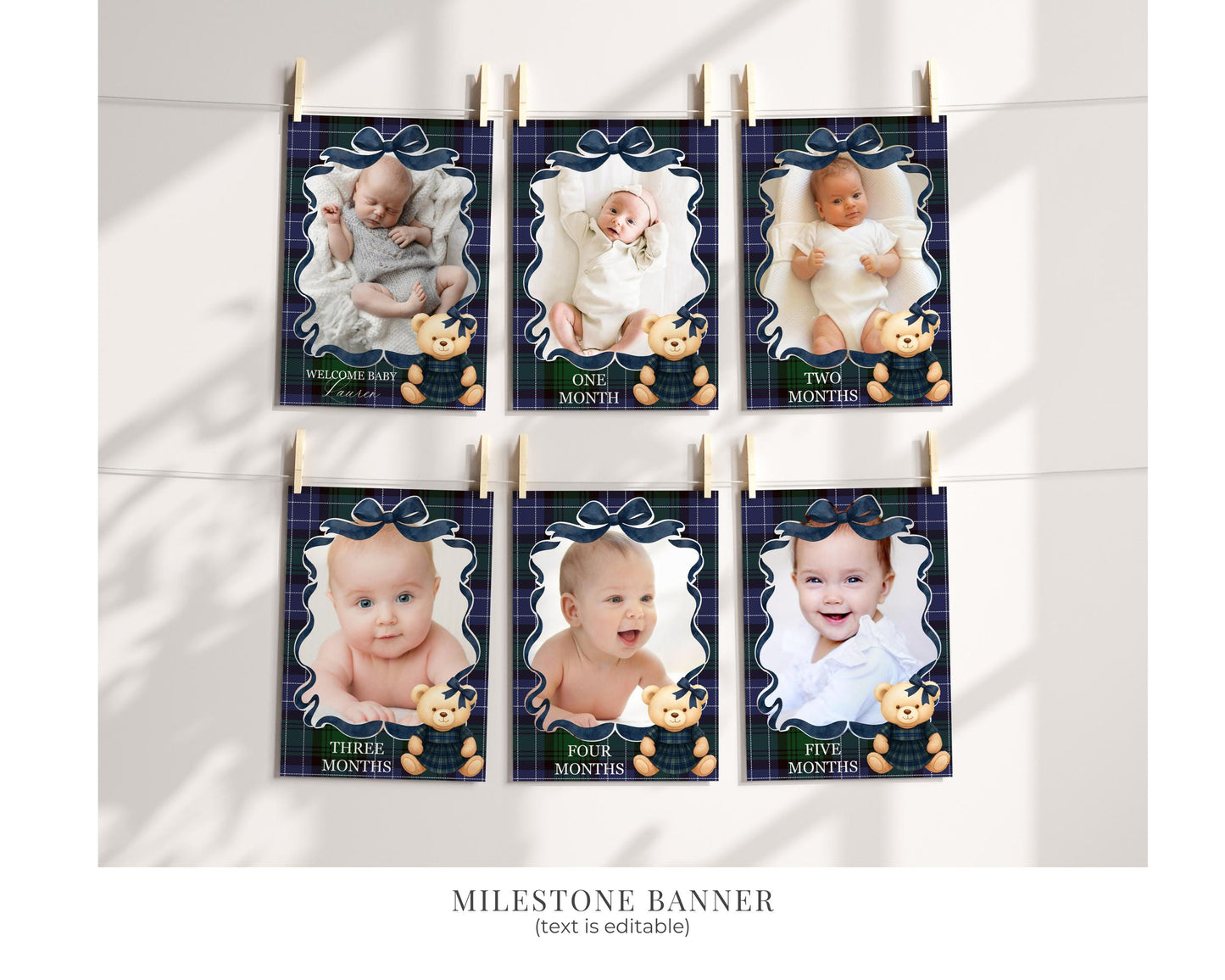 Preppy Bear Girl 1st Birthday Bundle Printable Template, Beary First Birthday Old Money Tartan Plaid Coquette Bow Birthday Party WP1080