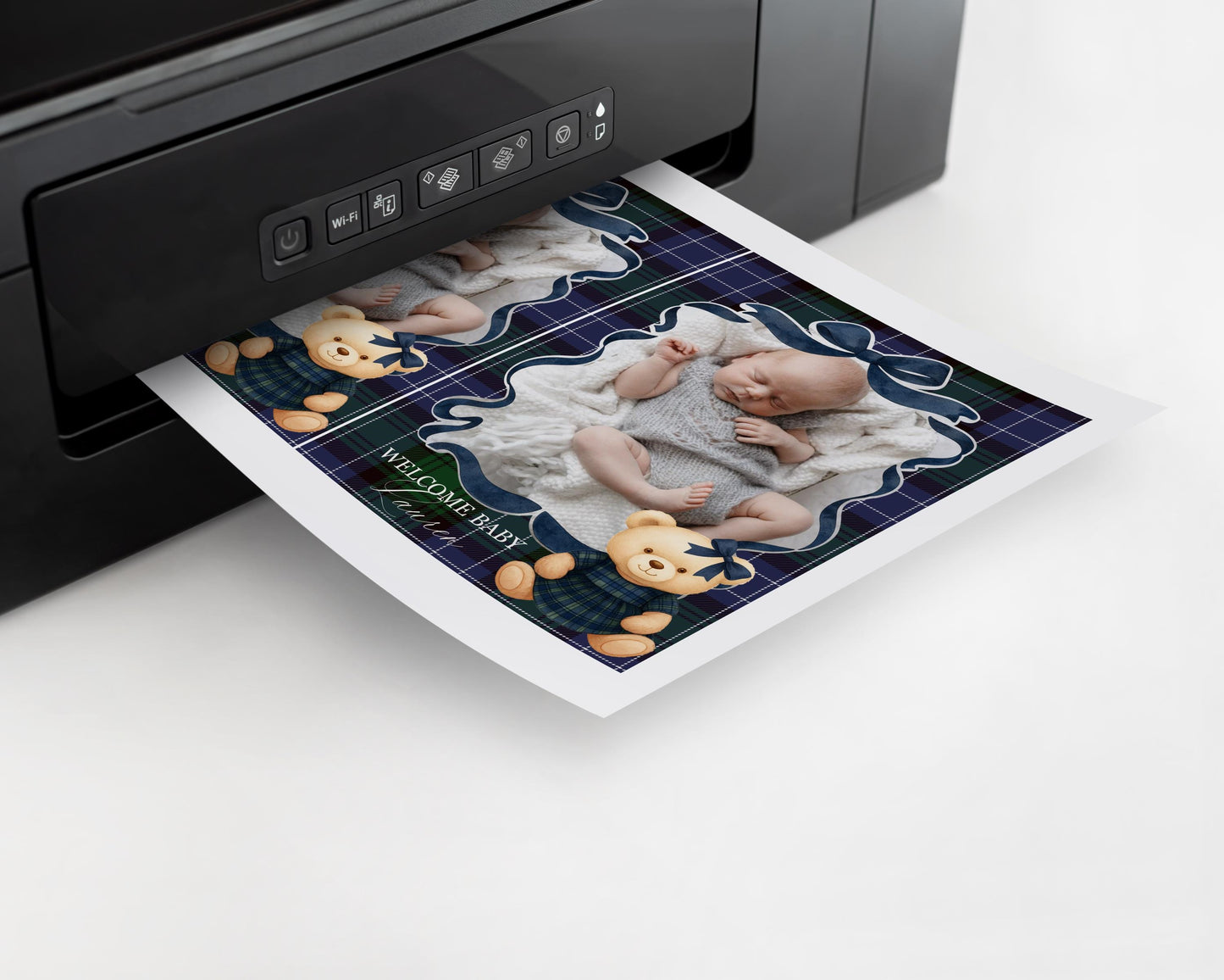 Preppy Bear Girl 1st Birthday Milestone Banner Template, Beary First Birthday Decor, Old Money Tartan Plaid Coquette Bow Party WP1080