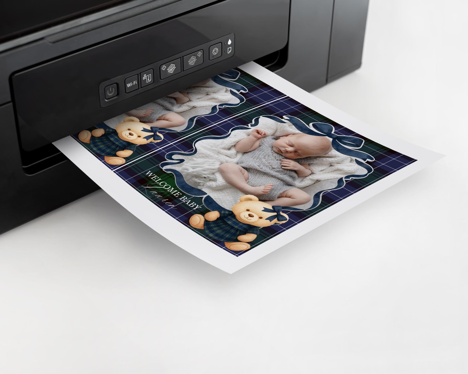 Preppy Bear Girl 1st Birthday Milestone Banner Template, Beary First Birthday Decor, Old Money Tartan Plaid Coquette Bow Party WP1080