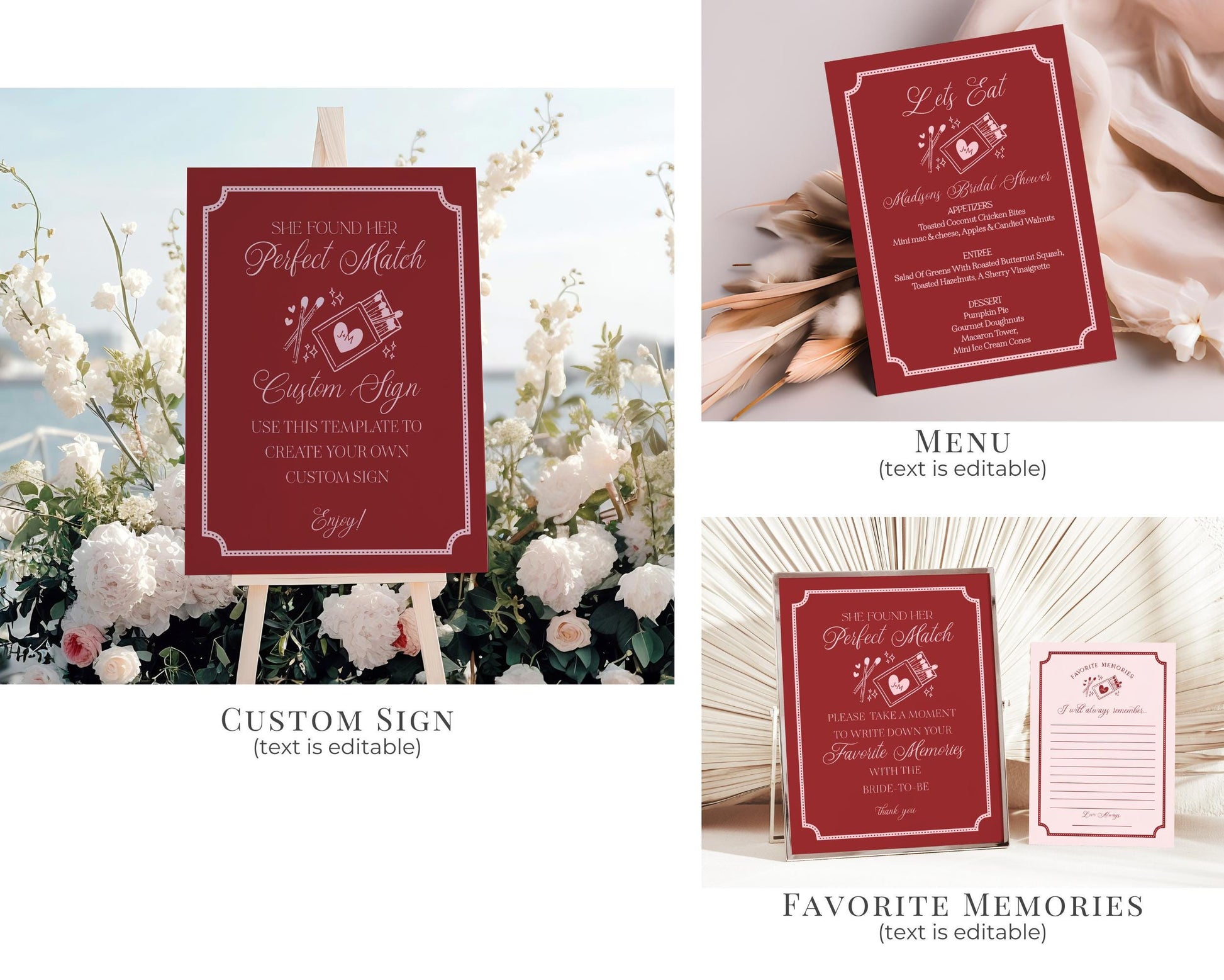 Perfect Match Lingerie Shower Bundle Printable Template, Match Made In Heaven Bridal Shower, Matchbox Theme Bachelorette Party WP1084