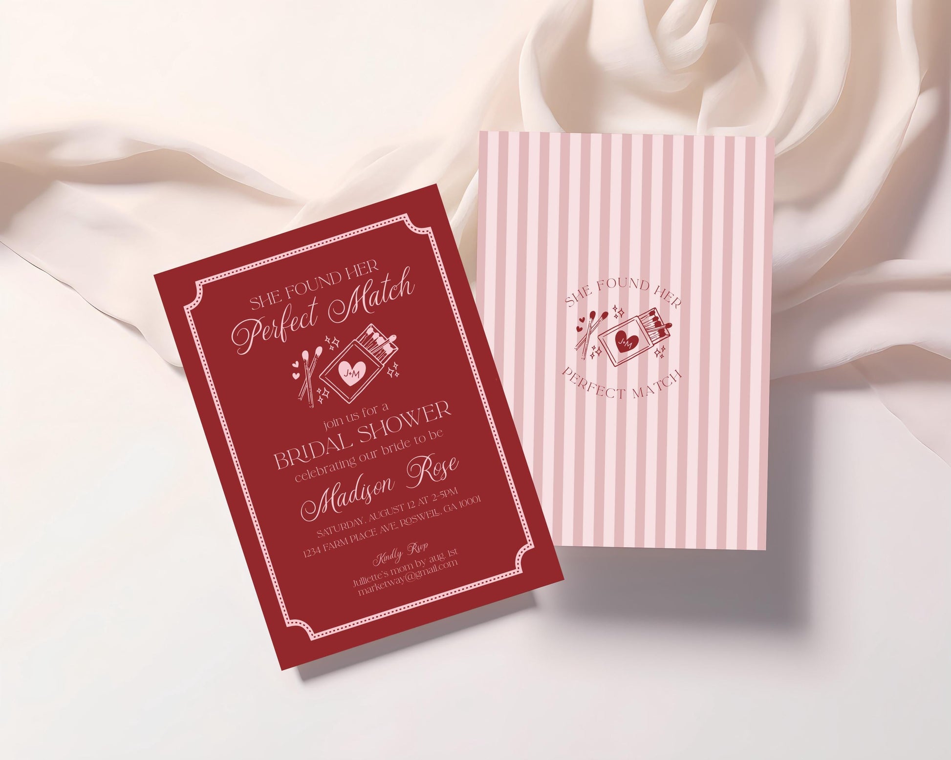 Perfect Match Bridal Shower Invitation Printable Template, Match Made In Heaven Lingerie Shower, Matchbox Theme Bachelorette Party WP1084