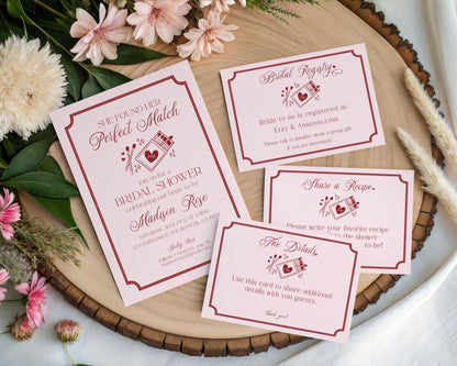 Perfect Match Bridal Shower Invitation Printable Template, Match Made In Heaven Lingerie Shower, Matchbox Theme Bachelorette Party WP1084
