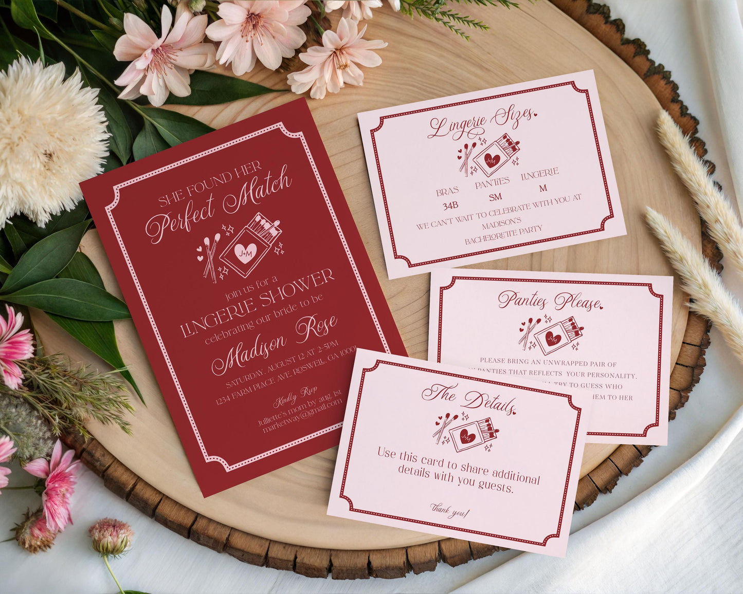 Perfect Match Lingerie Shower Invitation Printable Template, Match Made In Heaven Bridal Shower, Matchbox Theme Bachelorette Party WP1084