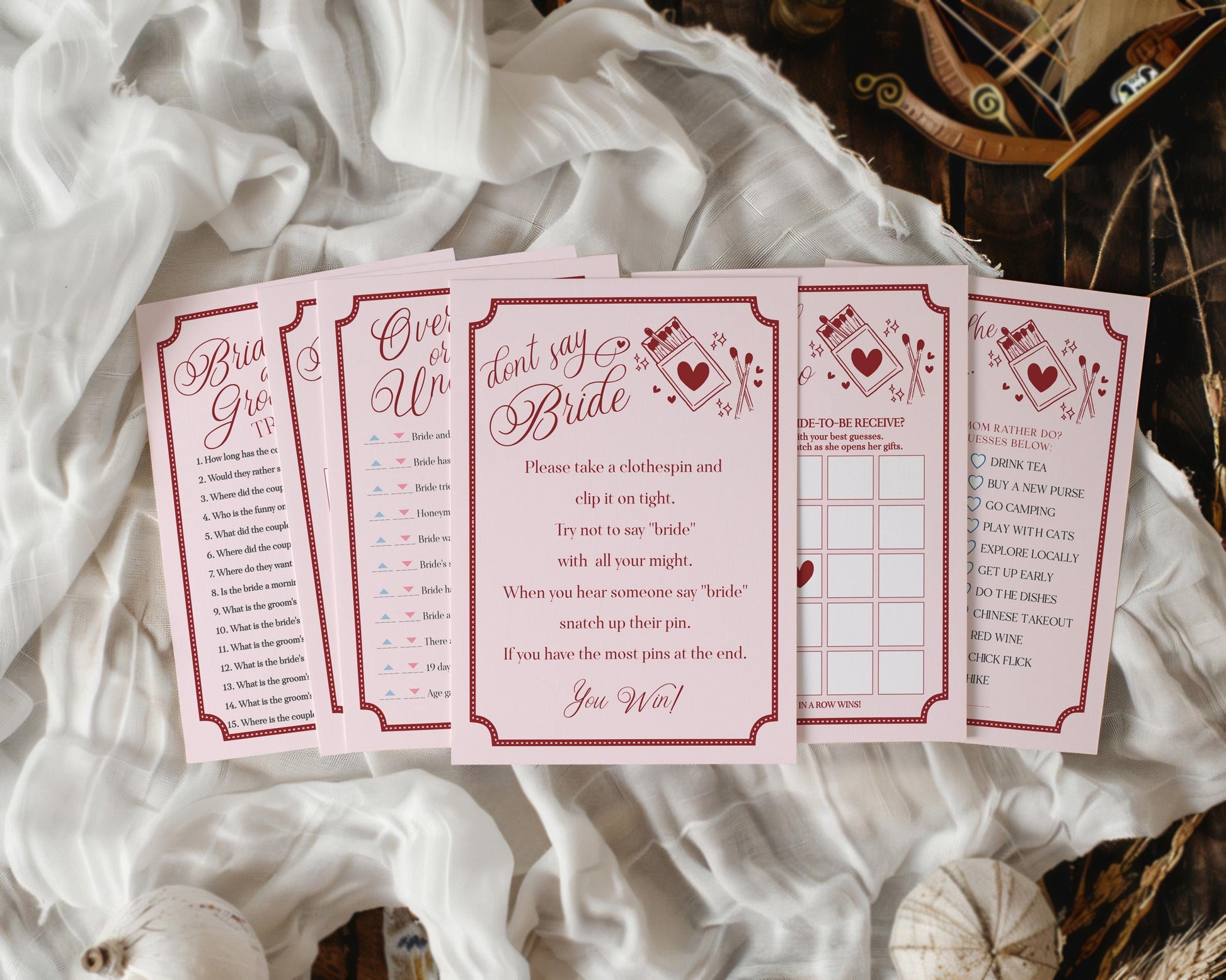 Perfect Match Bridal Shower Games Set Printable Template, Match Made In Heaven Lingerie Shower, Matchbox Theme Bachelorette Party WP1084