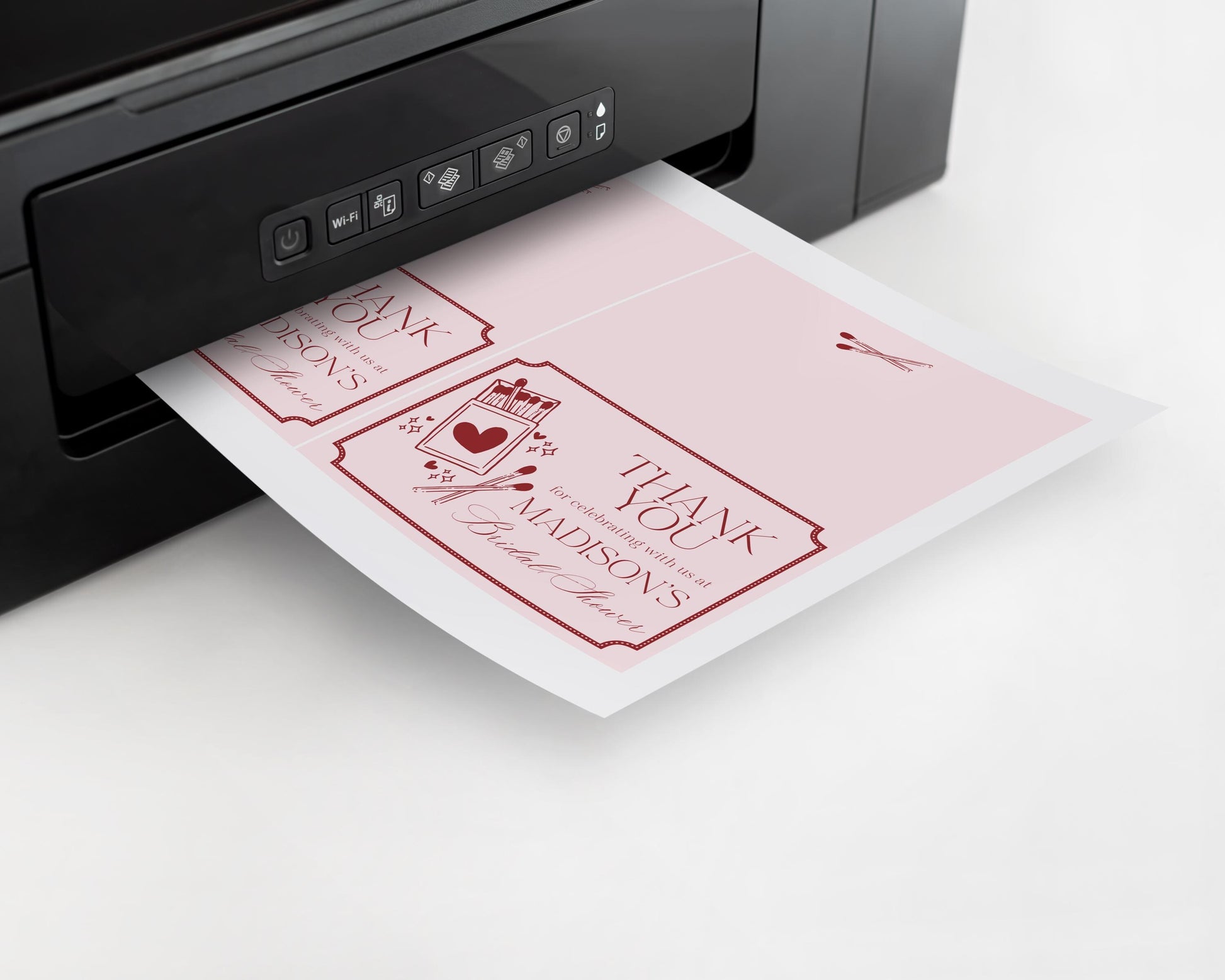 Perfect Match Thank You Card Template, Match Made In Heaven Bridal Shower, Matchbox Theme Lingerie Shower, Red & Pink Bachelorette WP1084